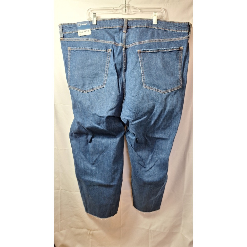 NWT$ OLD NAVY High-Rise O.G. Straight Ankle Jean Women Sz 28 Dk Blue Raw Hem - Picture 3 of 8